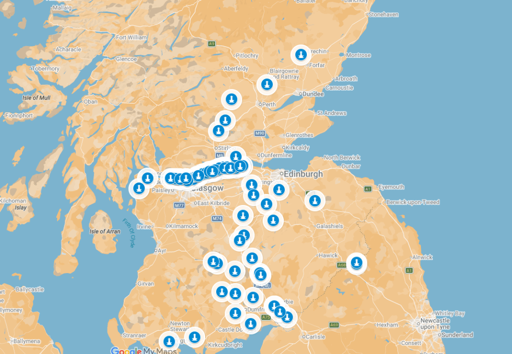 map of fortlets in scotland