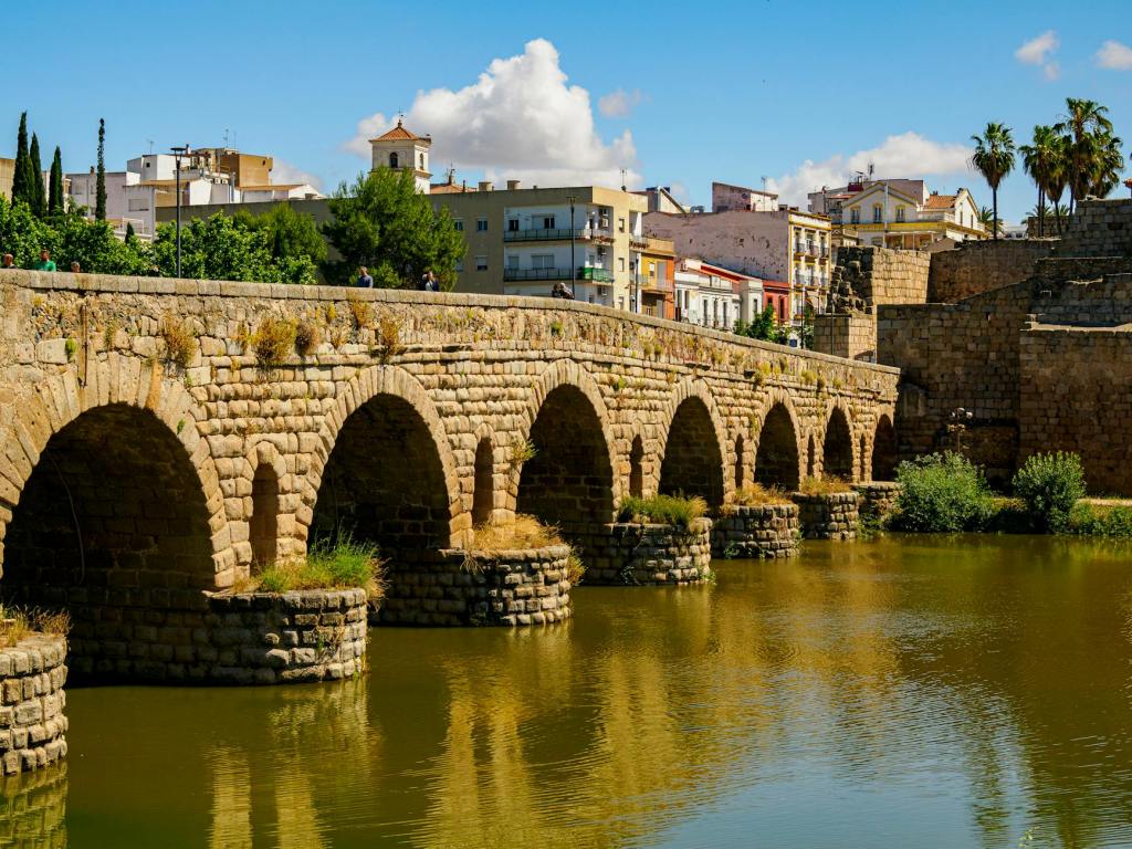 roman bridge in merida in spain