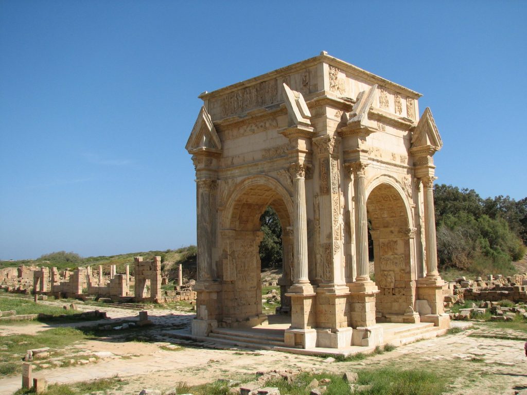 Arch of Septimius Severus at Leptis Magna, in present-day Libya