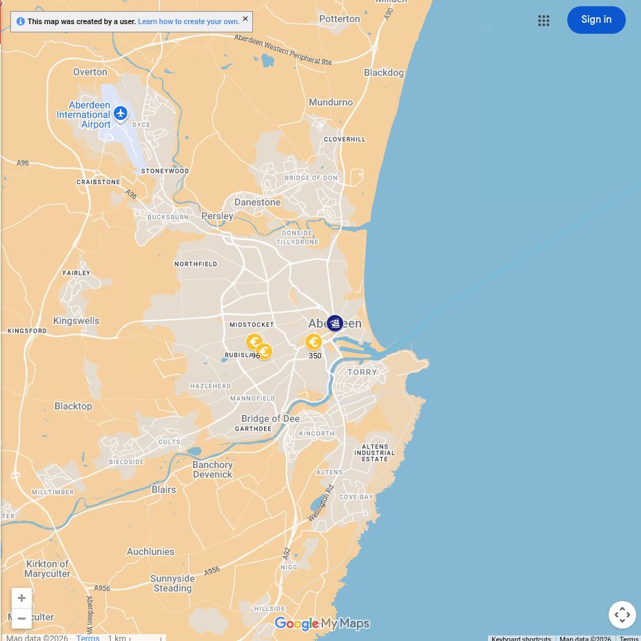 Map of Roman sites around Aberdeen