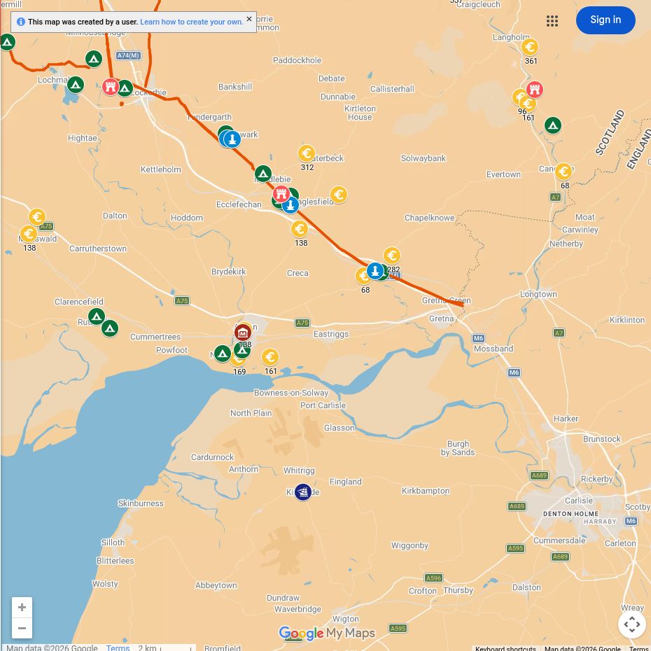 Map of Roman sites around Annan and Gretna