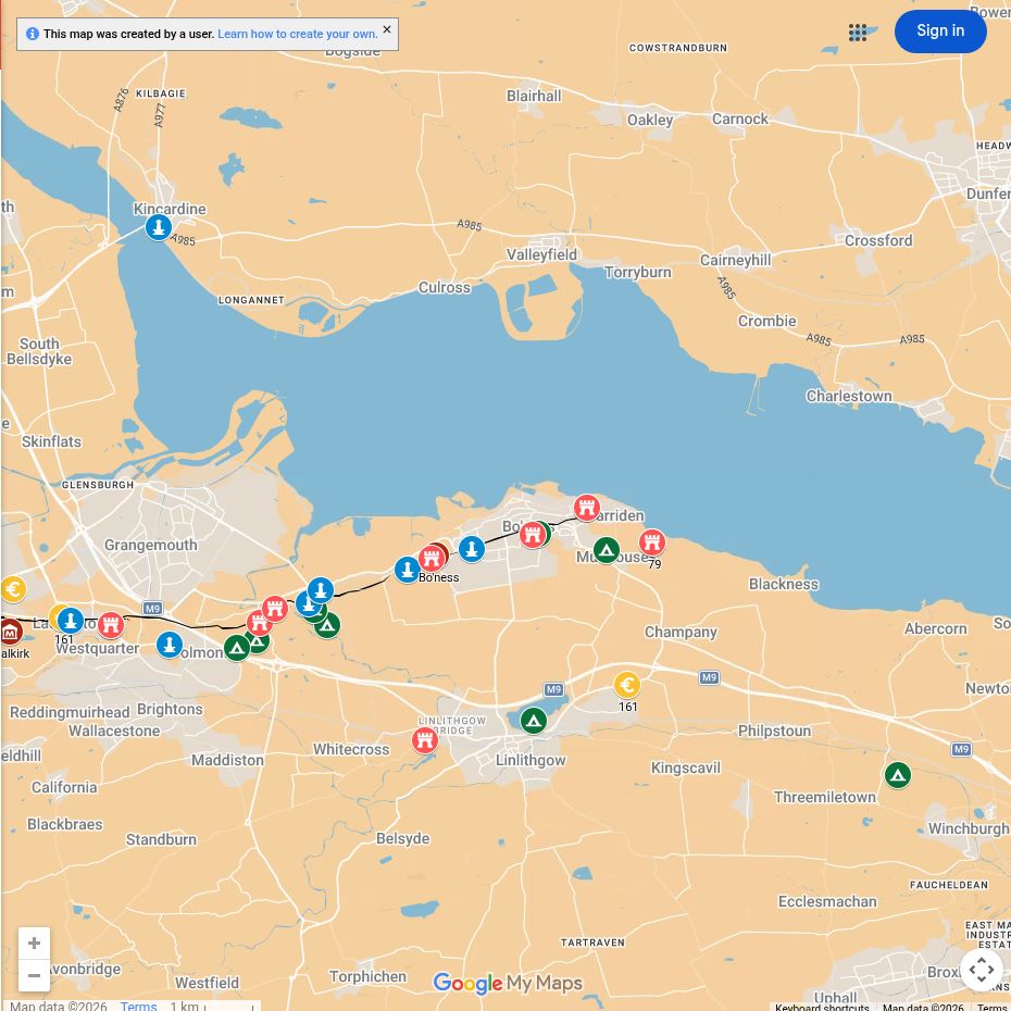 Map of Roman sites around Bo’ness
