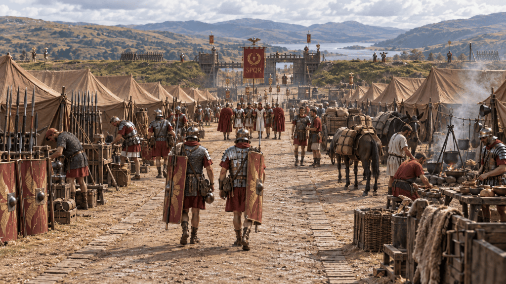 Inside a Roman marching camp