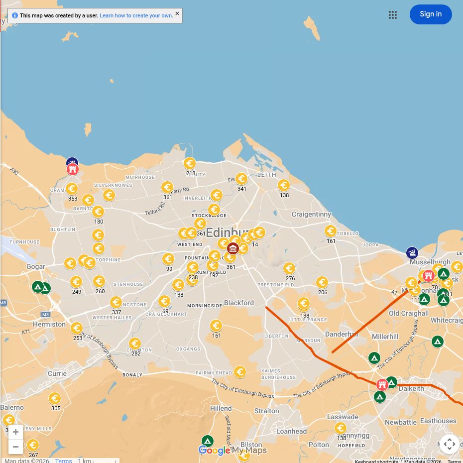 Map of Roman sites around Edinburgh