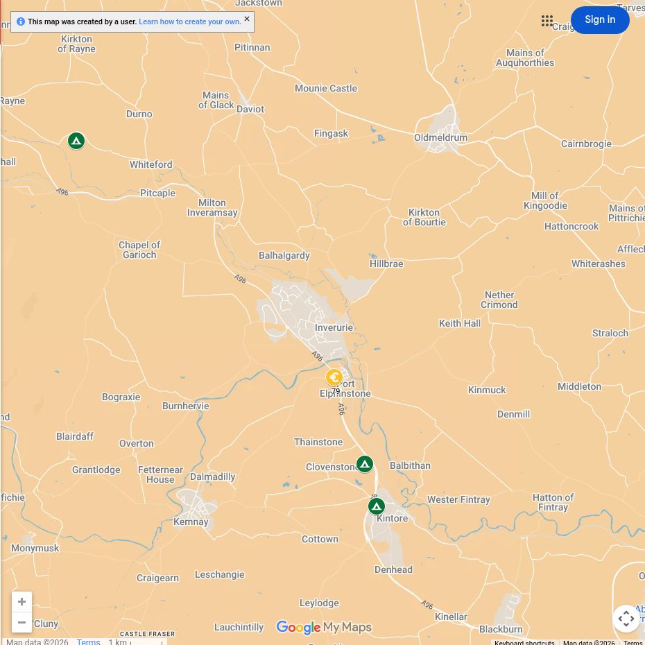 Map of Roman sites around Inverurie