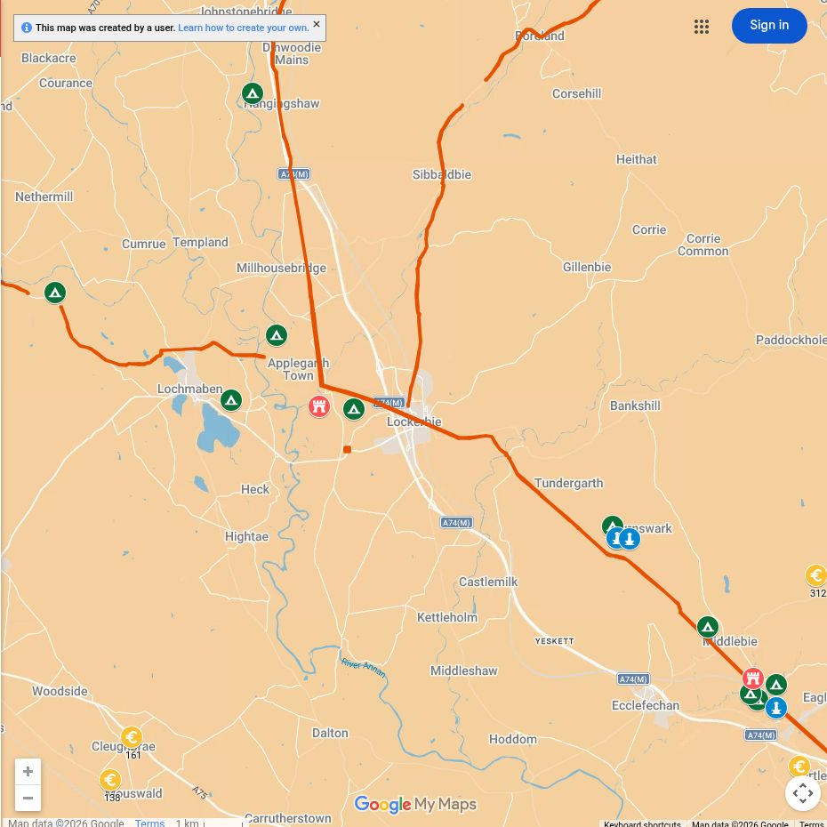 Map of Roman sites around Lockerbie