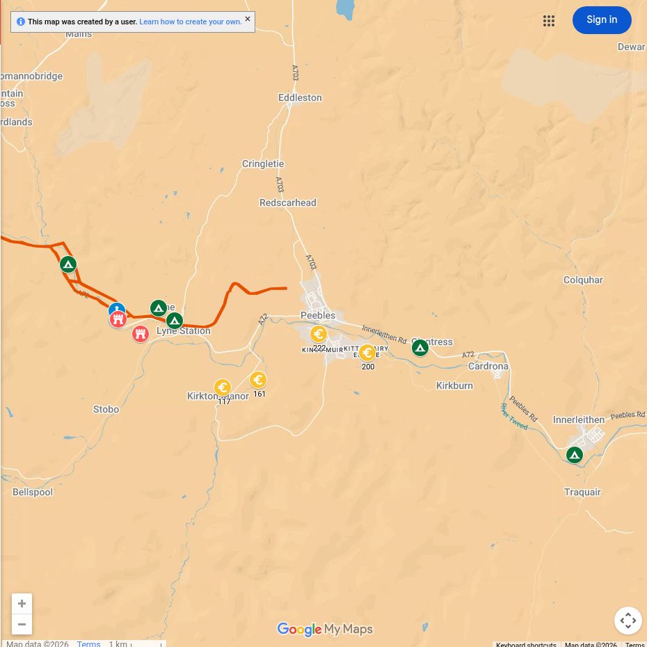 Map of Roman sites around Peebles