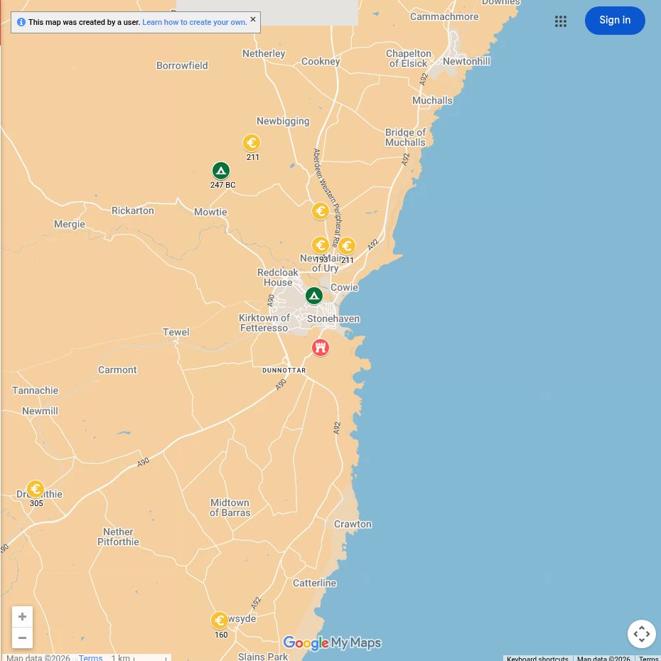 Map of Roman sites around Stonehaven