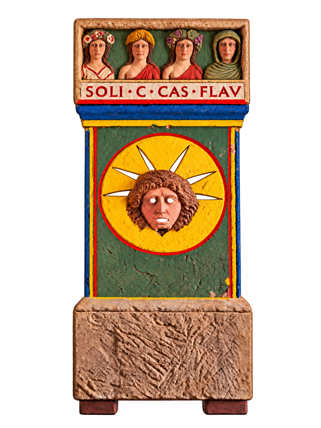 Modern coloured reconstruction of the Sol altar found at Inveresk