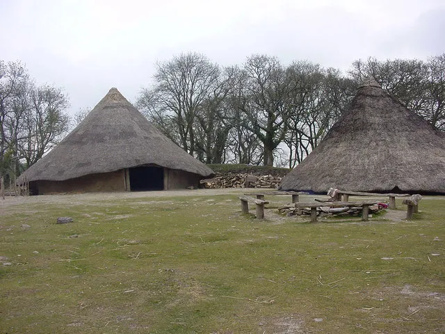 Reconstructed Iron Age roundhouses at Castell Henllys