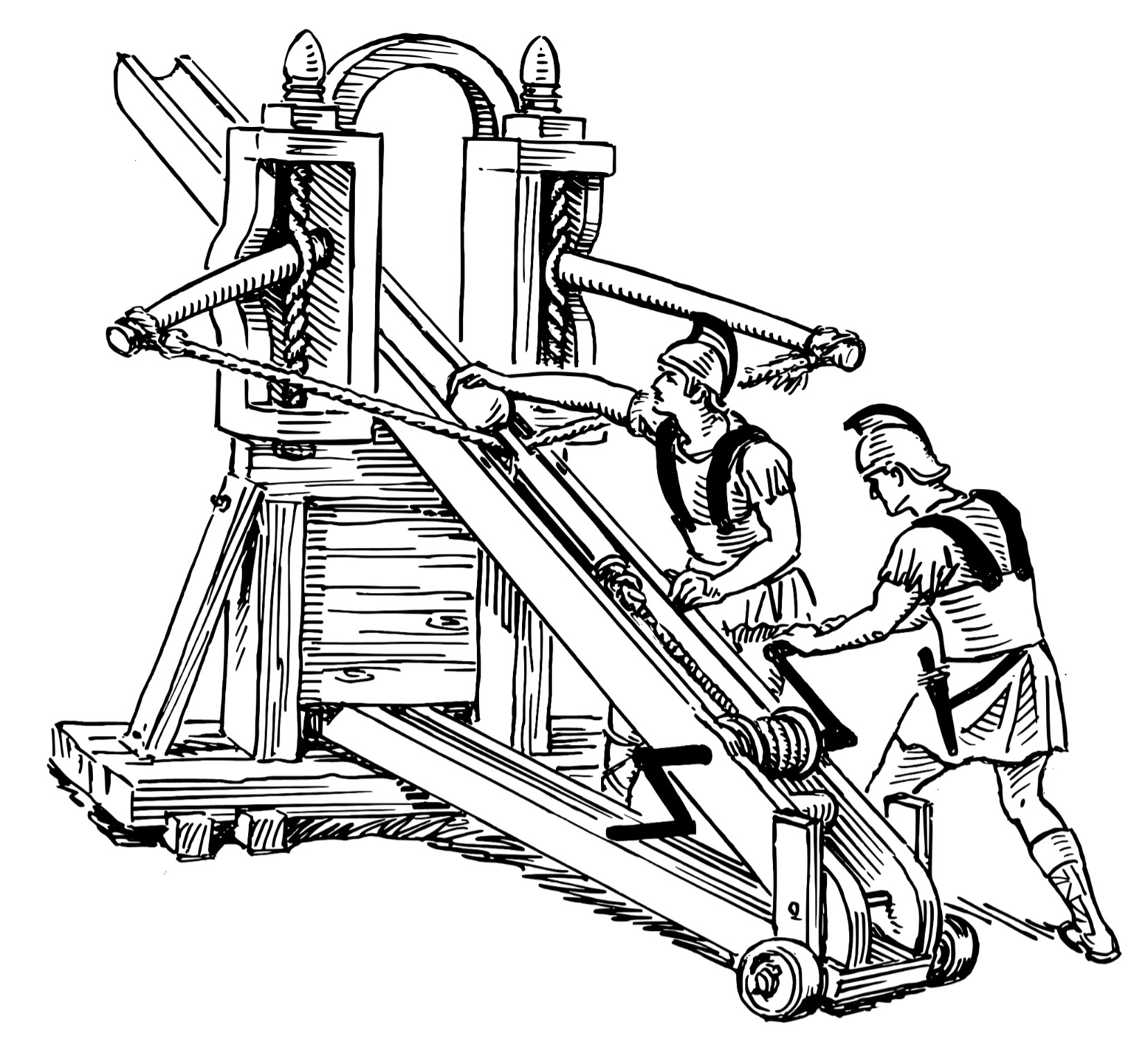 Drawing of a torsion-powered artillery machine